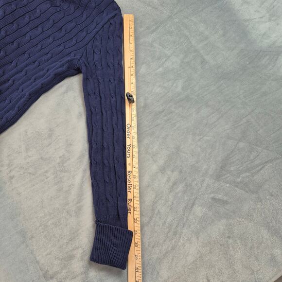 Ralph Lauren Sport Navy Cable Knit Women's Turtleneck Sweater Dress Red Pony L - Picture 7 of 7